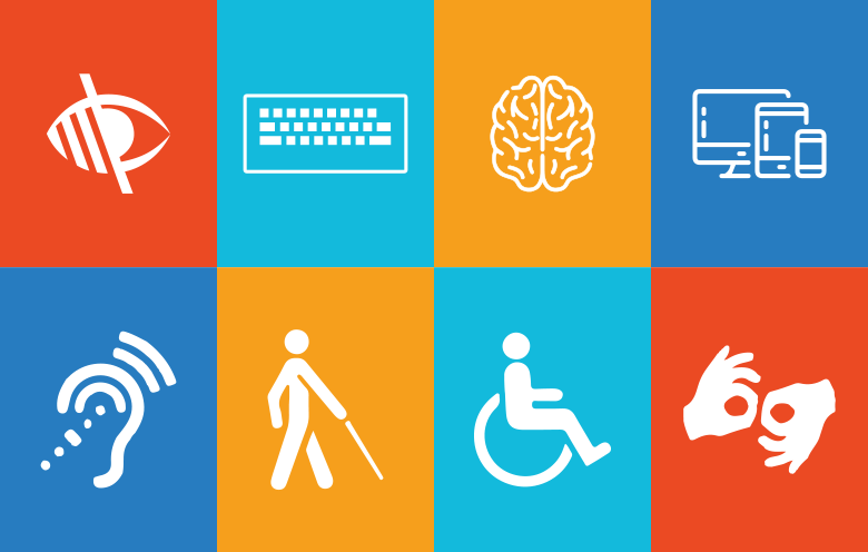 Image depicting symbols for disabilities and accessibility issues.